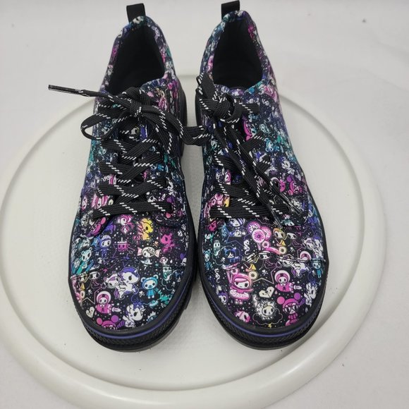 SKECHERS TOKIDOKI Womens 7.5 Shoes Roadies TOKIROADIE Black Multi Sneakers Cute - Picture 2 of 11